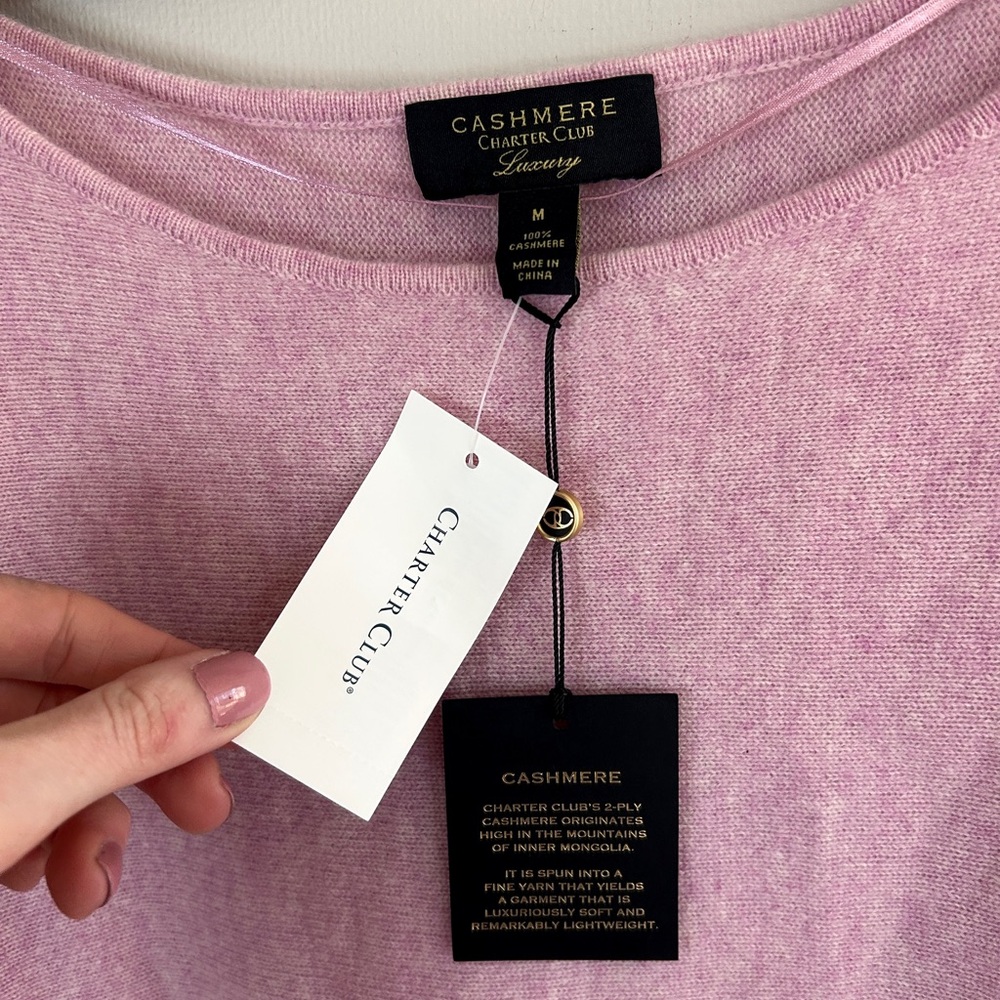 NWT CHARTER CLUB LUXURY 100% Cashmere Sweater Soft Old Money Parisian | Size M - Picture 2 of 10